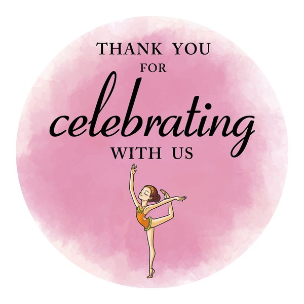 MAGJUCHE Gymnastic Thank You Stickers, Girl Kids Gymnastics Birthday Gymnast Party Sticker Labels for Favors, Decorations, 2 Inch Round, 40-Pack