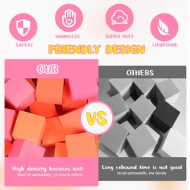 ZMCYER Foam Pit Cubes Blocks - 24PCS Sponge Form Cubes for Foam Ball Pits, Gymnastics, Freerunning and Parkour Courses, Skateboard Parks, BMX, Trampoline Arenas-Pink and Tangerine(5" x 5" x 5")