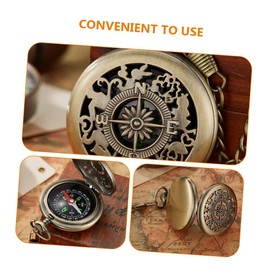 Kisangel 1 Set Pocket Watch Compass Car Compass Pocket Watch and Chain Navigation Compass Hiking Vintage Watch Pocket Watches for Men Compass for Outdoor Camping Accessory Zinc Alloy