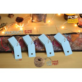 PCP 100 Pcs Gift Tags Kraft Paper Tags with 30m Jute Twine String for Arts & Craft, Luggage Label, Weddings, Valentines & Christmas, 300g/m² (Blue)