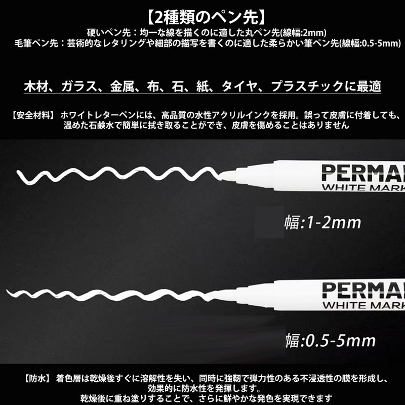Audio Fan White Pen, White Marker, 2 Kinds of Tips,