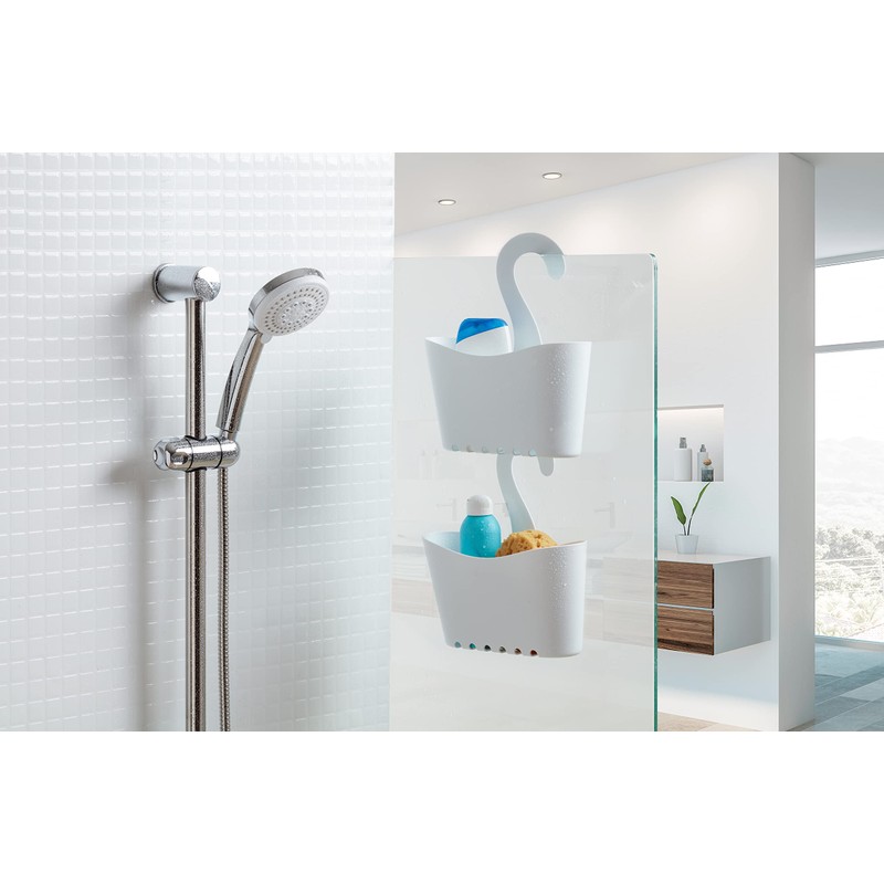 TATAY Polypropylene shower basket with hooks, multifunctional basket, allows you