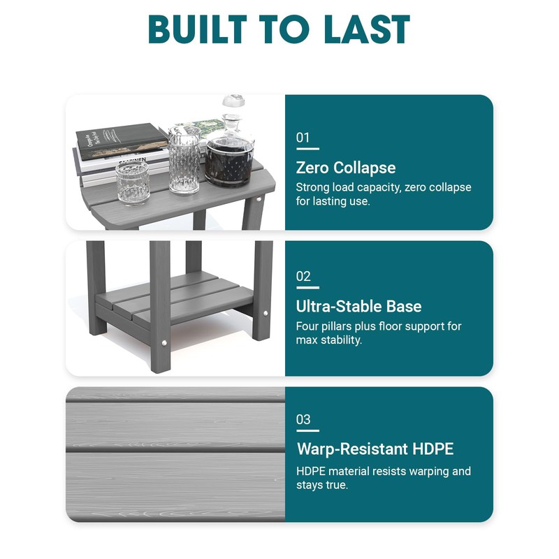 Outside Side Table, Weather Resistant Grey