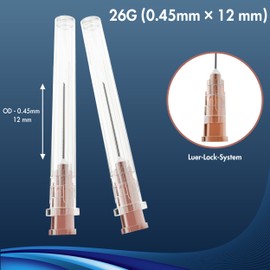 MedTreu Pack of 100 25G 0.5 x 25 mm Individually Packed Tube for Refill Liquids Made of Stainless Steel Tube for Household, Science Laboratory, Industry, Hobby and Home Work (26G 0.45 x 12 mm)