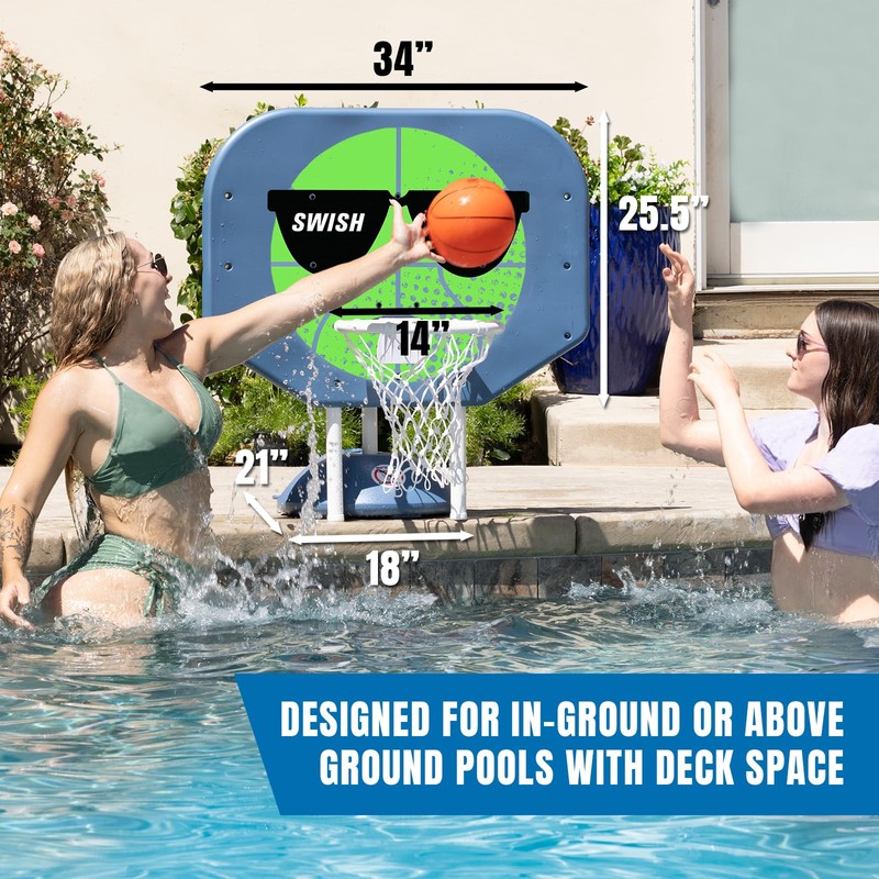 Poolmaster Swish, Swish Pro Rebounder Poolside Basketball Hoop Set for