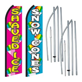 Shaved Ice/Snow Cones - 2 Pack of Swooper Feather Flag Sets - Includes 2 Swooper Feather Flags (Pictured), 2 Flagpoles, and 2 Ground Spikes