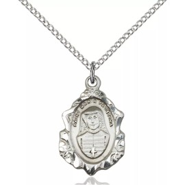 Bliss Sterling Silver Catholic Miraculous Mary Medal Oval Pendant Necklace 18"Chain