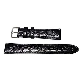 Seiko DX44A Watch Strap, 0.7 inches (19 mm), Italian Cowhide Leather, Crocodile Embossed Black, Men's, Classic