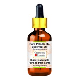 Greenwood Essential Pure Palo Santo Essential Oil (Bursera graveolens) with Glass Dropper Steam Distilled 10ml (0.33 oz)
