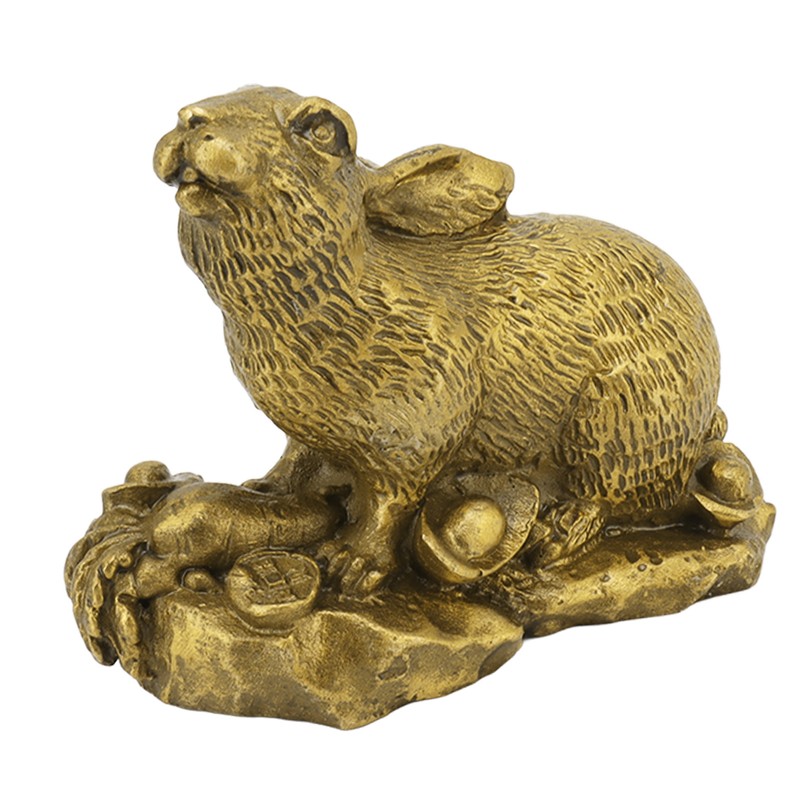 Bunny Statue Sturdy Brass Retro Look Fine Details Stable Durable
