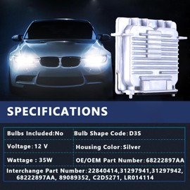 2 Set 89089352 D3S HID Headlight Ballast for GMC Acadia 2013-2015,for Buick Enclave 2013-2017,for Jeep Grand Cherokee 2014-2020 Xenon Headlight Ballast Module Control Unit 68222897AA 22840414 LR014114