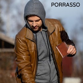 PORRASSO Credit Card Holder Leather Wallet Men's Coin Purse RFID Protection Card Case Portable Wallet Coin Bag with 12/20/30/45 Card Slots, Brown C