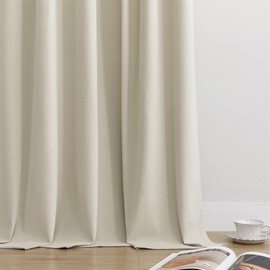 Joydeco 100% Blackout Curtains 84 Inch Length 2 Panels, Luxury Black Out Thermal Insulated Beige Velvet Curtains, Soft Elegant Drapes for Bedroom Living Room (Rod Pocket&Back Tab, 52Wx84L)