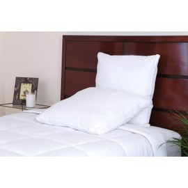 European Square Bed Pillow Cotton Cover Down Alternative Microfiber Fill Euro Size, (26"x26"x1.5"), White