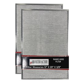 Air Filter Factory 12 X 20 X 3/8 Inches Aluminum Mesh Grease Range Hood Filters 2-Pack