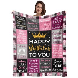 Birthday Gifts for Women, Girls Throw Blanket 150 x 130cm, Happy Birthday Decorations for Women Gifts for Women Birthday Unique Friend Birthday Gifts for Her Friends Sister Wife Mum Grandma