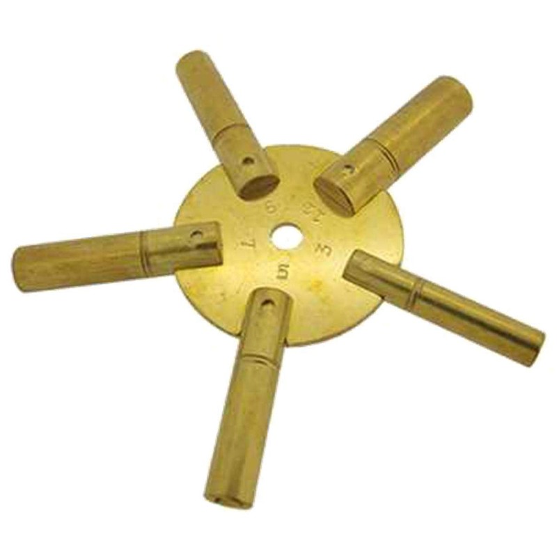 Clock Winding Keys Brass Spider odd/Even Pair Ten Sizes Key