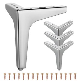 Knpwer Set of 4 Metal Triangle Furniture Feet, 6 Inch 15 cm Furniture Table Legs, Feet for Sofas and Chair, Replacement Triangle Cabinet Feet for Cupboard, Sofa, Chair, Coffee Table with Screws