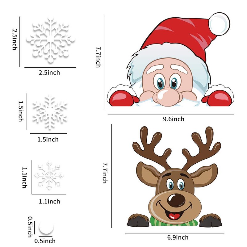 CCINEE 6 Sheets 300 Pcs Christmas Window Clings, Snowflake Reindeer