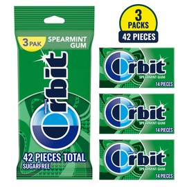 ORBIT Spearmint Sugar Free Chewing Gum Travel Essentials, 3 Ct Pack