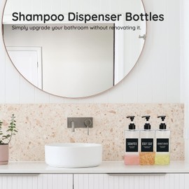 Segbeauty Soap Dispenser, Pack of 3, 500 ml Shampoo Bottles, Refillable Empty Pump Bottle with Labels, for Kitchen, Bathroom, Transparent