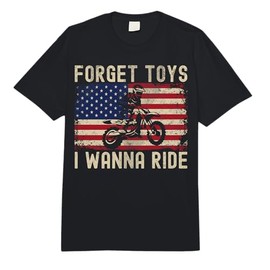 Forget Toys, I Wanna Ride Dirt Bike Motocross Biker USA Flag Comfort Colors Adult Heavyweight T-Shirt