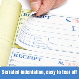Receipt Book with Carbon Copies, 2-Part carbonless, 100 Sets per Book, 4 Receipts per Page