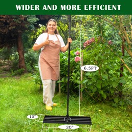 Lawn Leveling Rake, Steel Lawn Leveler with 30"x10" Ground Plate, 78" Adjustable Long Handle, Level Yard Tool for Grass, Golf Field, Level Soil or Dirt Ground, Black