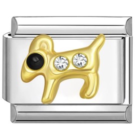 Quiges - 9 mm Italian Style Charm Module Stainless Steel Cubic Zirconia Horoscope Aries for Italian Bracelets, Cubic Zirconia, Cubic Zirconia