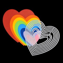 Large Nest of 8 Heart Stitch Patterned Metal Cutting Dies for Stencils, Card Making, Scrapbooking, Invitations Paper Crafts, DIY Crafts H9