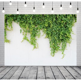 CORFOTO 7x5ft Fabric Green Ivy Leaves Backdrop Green Ivy Plants Photography Background Greenery Backdrops for Party Wedding Photos Baby Shower Birthday Portrait Photo Studio Props