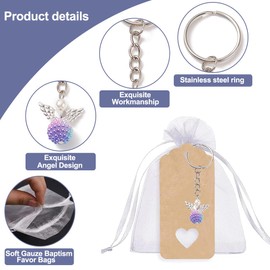 PYRUVAE Pack of 27 Guardian Angel Pendants, Guest Gifts, Christening Wedding with Organza Bag and Kraft Paper Pendant, for Communion Guest Gifts, Confirmation, Christening Gift, Farewell (Style 4)