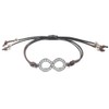 Wrapables Adjustable Rhinestone Infinity Leather Corded Bracelet, Brown Silver Tone