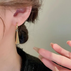 2 Pairs Teardrop Dangle Earrings for Women Gold Silver Plated Waterdrop Charms Statement Drop Dangling Small Hoops Earring Piercing Lightweight Fashion Birthday Holiday Jewelry, Metal, No Gemstone