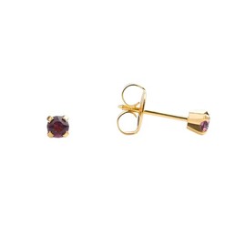 STUDEX Tiny Tips Kids Earrings | Amethyst Stud | Hypoallergenic and Nickel Free for Sensitive Ears | Birthday Gift for Little Girls | Gold Plated Post