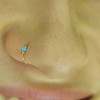 Tiny False Clip-On Light Blue opal faux Nose Ring 24g