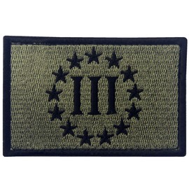 Three Percentage Tactical Morals Applique Embroidered Velcro Patch Olive Brown Limited Time