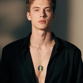 Vadmans Gold Saint Maximilian Kolbe Necklace Sterling Silver Tourmaline St Maximilian Kolbe Pendant Religious Amulet Medal Jewelry Gift for Men Women