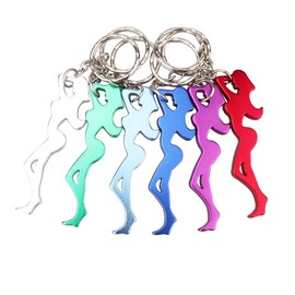 Swatom Girl Shape Bottle Opener Keychain 6PCS with Key Tag Chain Ring Accessories (Random Colors)…