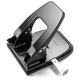 90079 - Perforadora de papel estándar de 2 agujeros, capacidad de 30 hojas, color negro