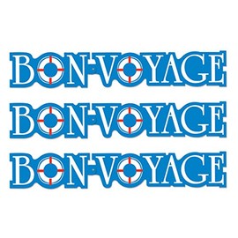 Beistle 3 Piece Bon Voyage Streamers, 6" x 37", Blue/White/Red