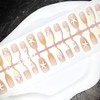 24Pcs Flower Press on Nails Medium Almond French Tip Fake