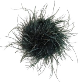 Women Ostrich Feather Brooch Pins Hoop Feather Corsage Plus Size Cocktail Party Retro Hair Jewelry Accessories Bride Party (deep-green)