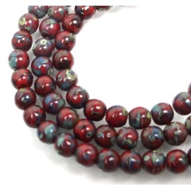DeDa Gemstone Beads 50 Czech Glass Round Beads - Opaque Red - Picasso 4mm