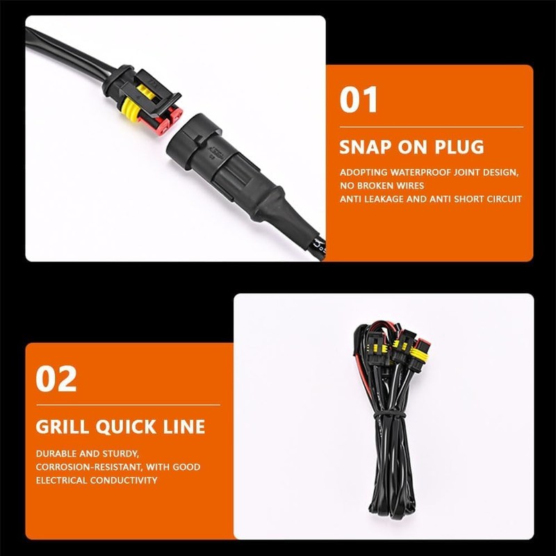 4PCS White LED Grille Light Function kit, Compatible with 2024-2025