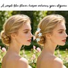 10Pcs Blue Flower Hair Pins,Rhinestone U-Shaped Bridal Hair Accessories