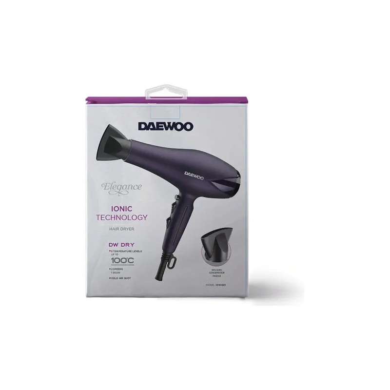 Secadora De Cabello Daewoo 2 Velocidades 110°c Dw-se1 1300w Negro