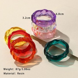 MMIUAEG Colorful Boho Transparent Wave Design Resin Bangle Bracelet for Women Irregular Geometric Cuff Bangle Bracelet Statement Bracelets for Holiday (White)