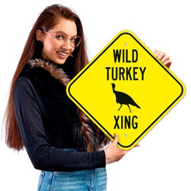 Sigo Signs, Wild Turkey Crossing with Graphic Sign, 12x12 Inches, Rust Free .040 Aluminum, Fade Resistant, Made in USA