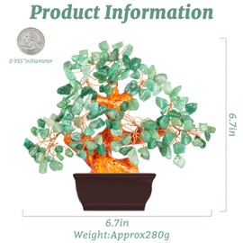 NUKAYAI Natural Green Aventurine Money Tree for Office Desk Home Room Decor Positive Meditation Spiritual Energy Crystals Bonsai Trees Feng Shui Wealth and Luck Birthday Gifts for Women